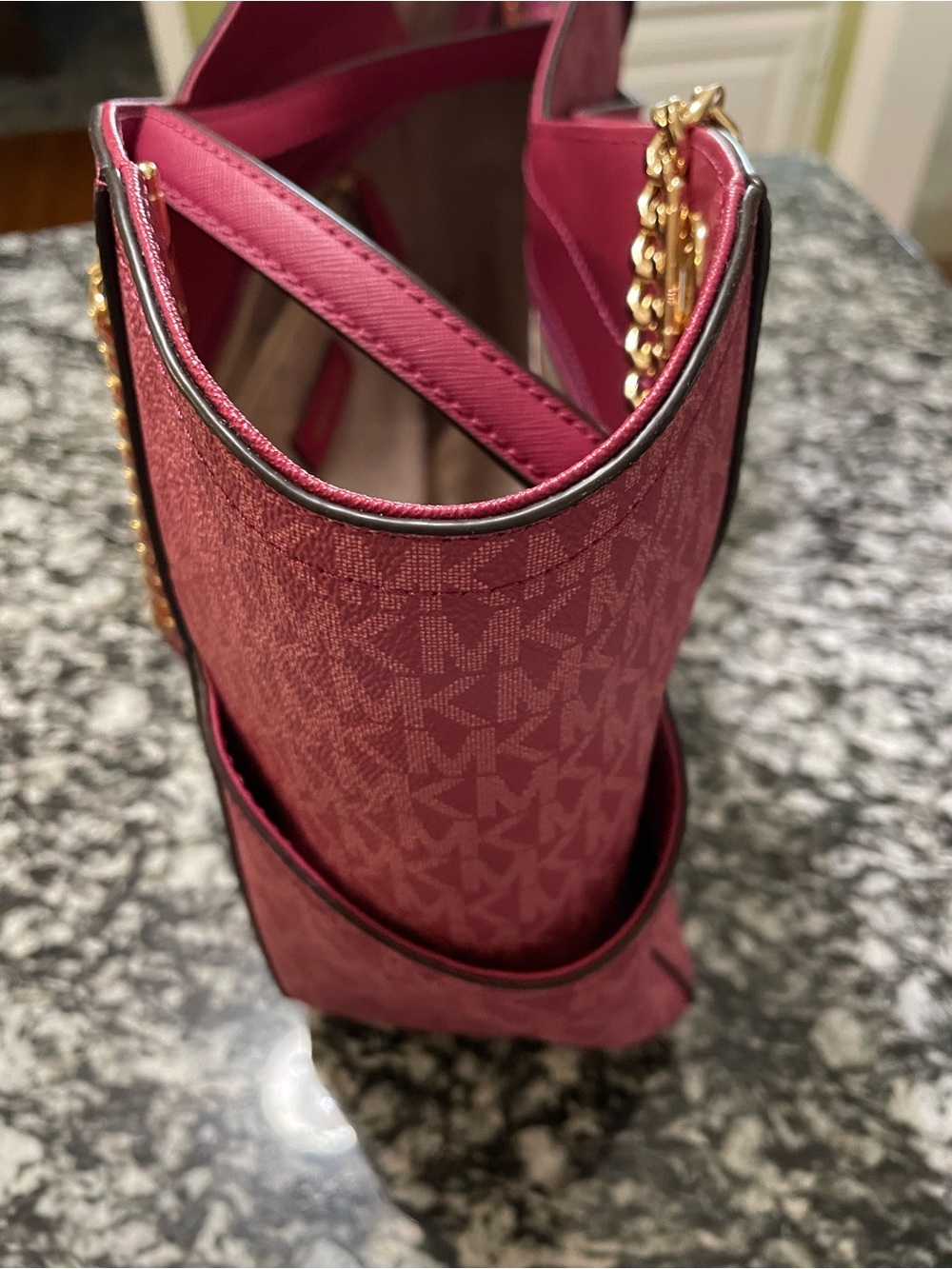Michael Kors Red Signature Chain-Handle Tote - Picture 13 of 14